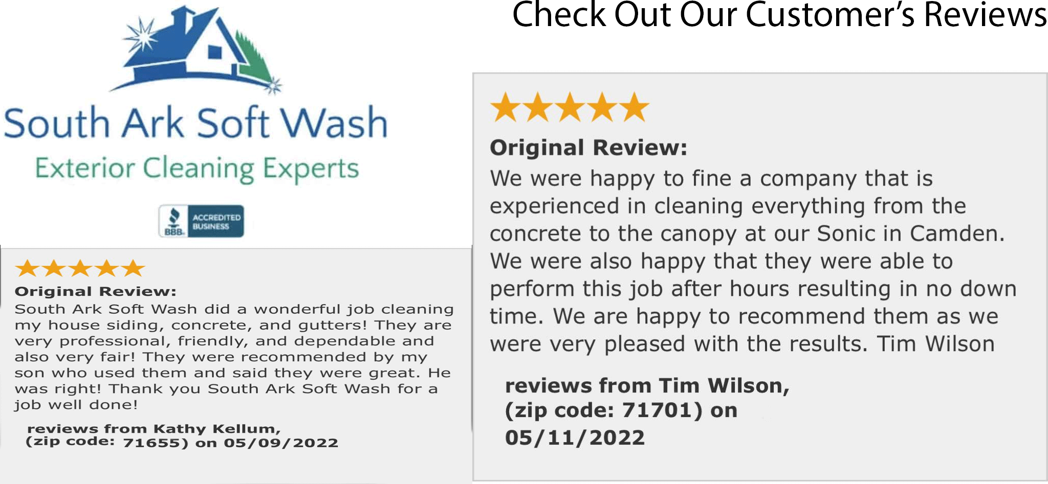 South Ark Soft Wash 5 Star Reviews